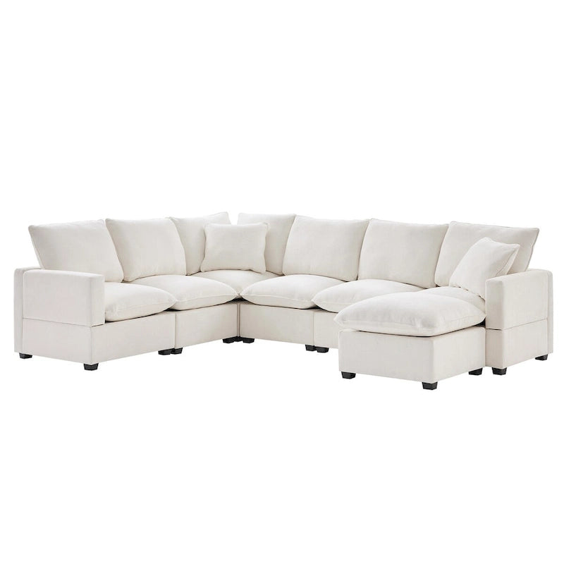 Nestfair Modern U Shape Modular Sofa 7 Seat Chenille Sectional Couch Set with 2 Pillows Included-13