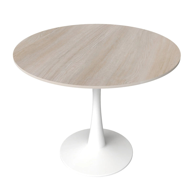 White Round Dining Table for 4, 35" Sintered Stone Pedestal-25