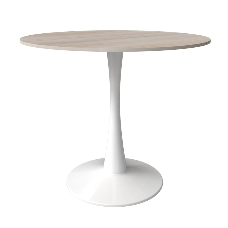 White Round Dining Table for 4, 35" Sintered Stone Pedestal-31