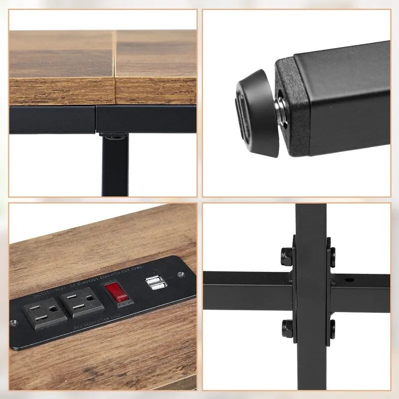 70.9 inch Console Table with 2 Power Outlets and USB Ports, Narrow Entryway Table Sofa Table for Living Room-6