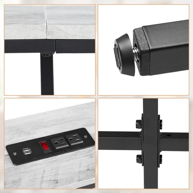 70.9 inch Console Table with 2 Power Outlets and USB Ports, Narrow Entryway Table Sofa Table for Living Room-8