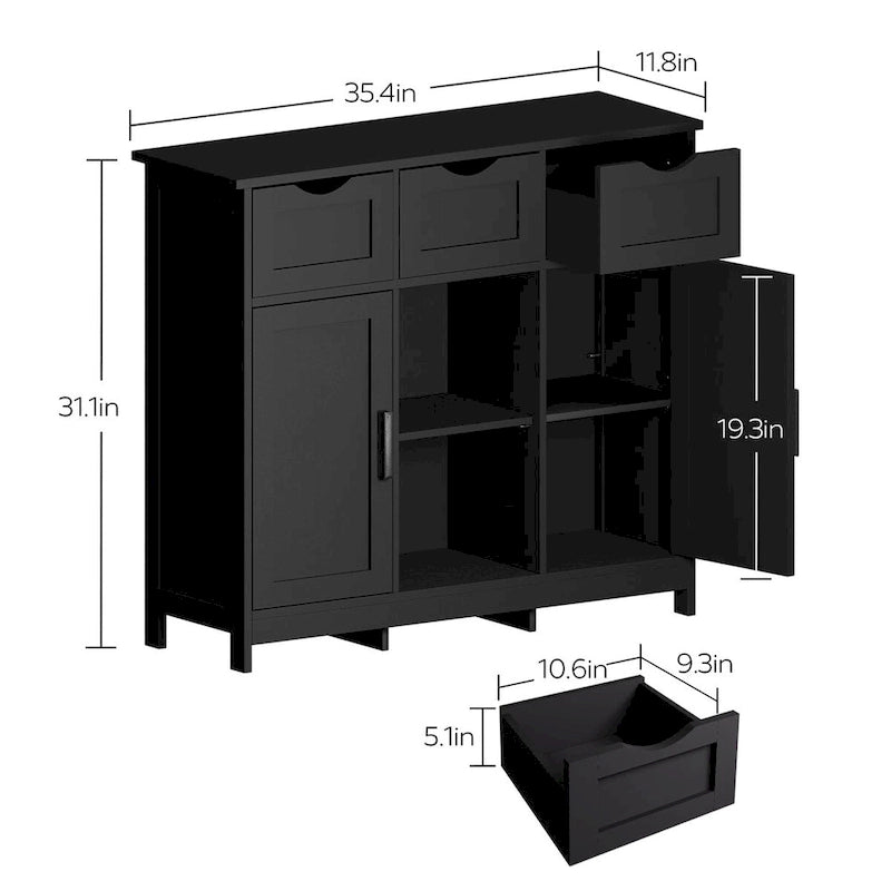 Roomfitters Morden Buffet Sideboard Cabinet with doors and drawers, Coffee Bar Cabinet, Sideboard with Storage-9