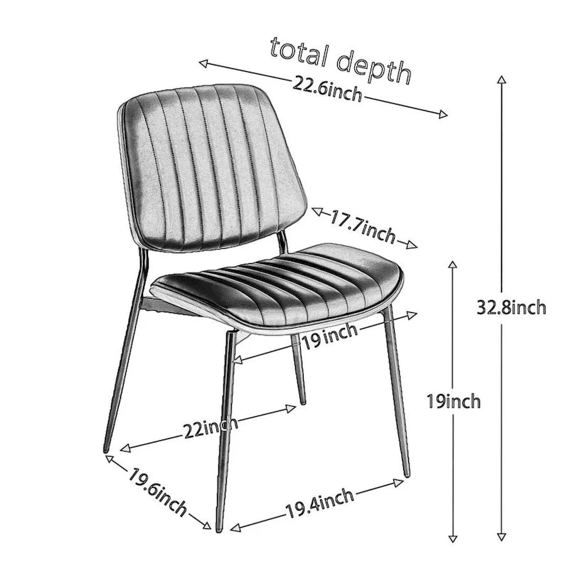 Retro Linen Dining Chairs Set of 2, Bentwood Back with Metal Legs-14
