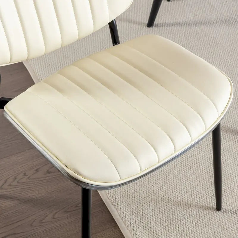 Retro Linen Dining Chairs Set of 2, Bentwood Back with Metal Legs-15