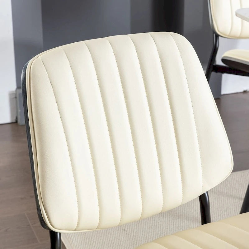 Retro Linen Dining Chairs Set of 2, Bentwood Back with Metal Legs-16