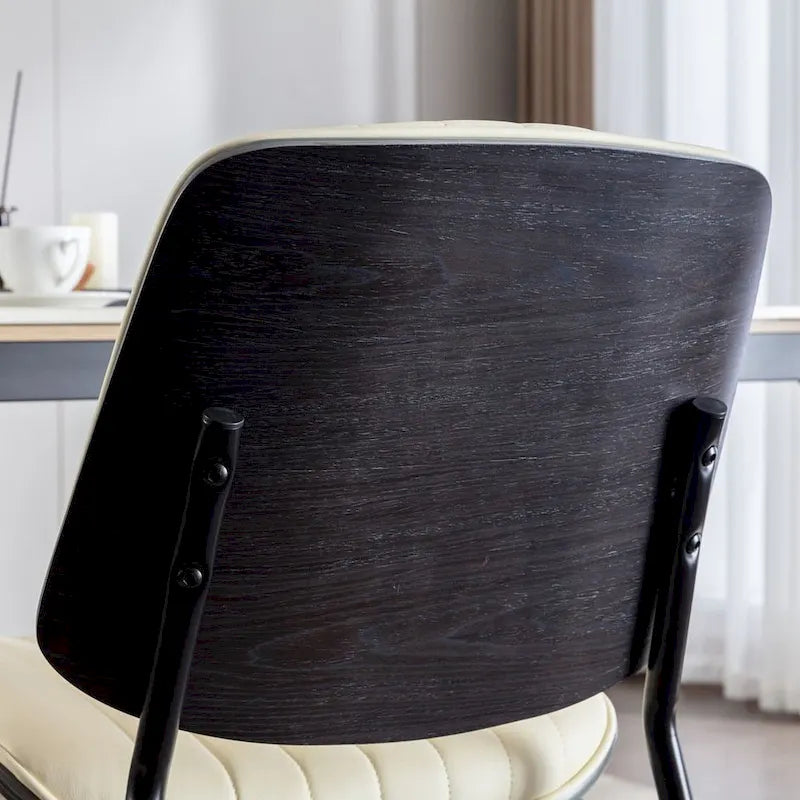 Retro Linen Dining Chairs Set of 2, Bentwood Back with Metal Legs-17