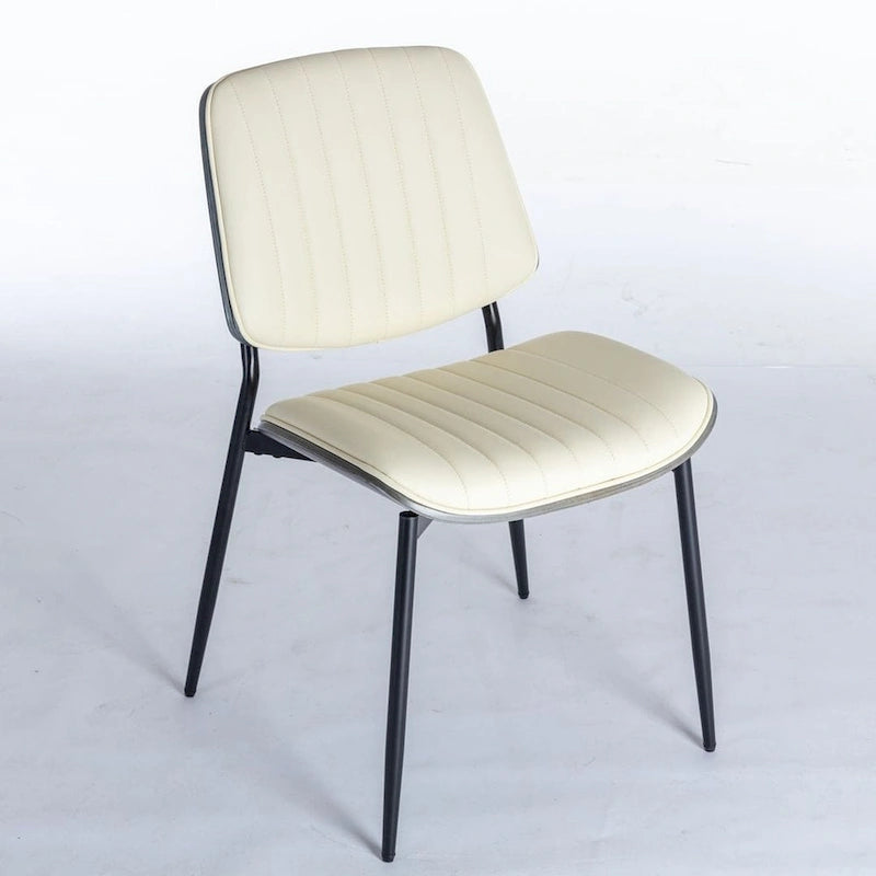 Retro Linen Dining Chairs Set of 2, Bentwood Back with Metal Legs-19