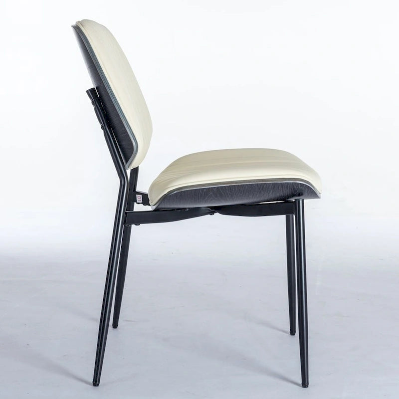 Retro Linen Dining Chairs Set of 2, Bentwood Back with Metal Legs-20