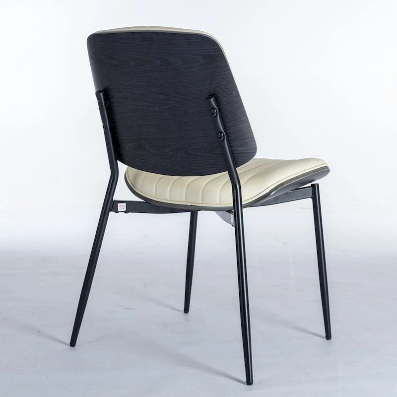 Retro Linen Dining Chairs Set of 2, Bentwood Back with Metal Legs-22