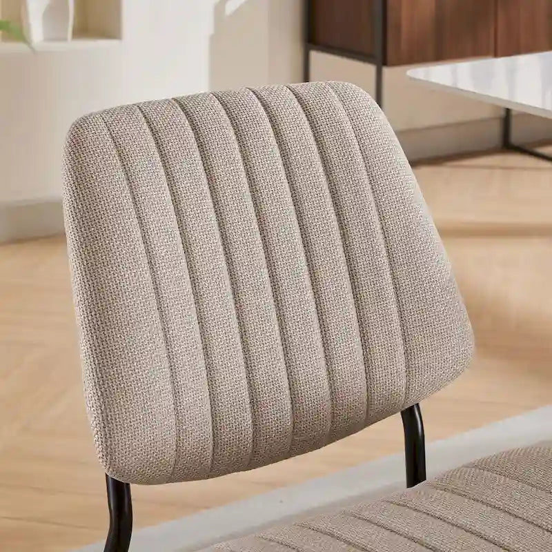 Retro Linen Dining Chairs Set of 2, Bentwood Back with Metal Legs-30